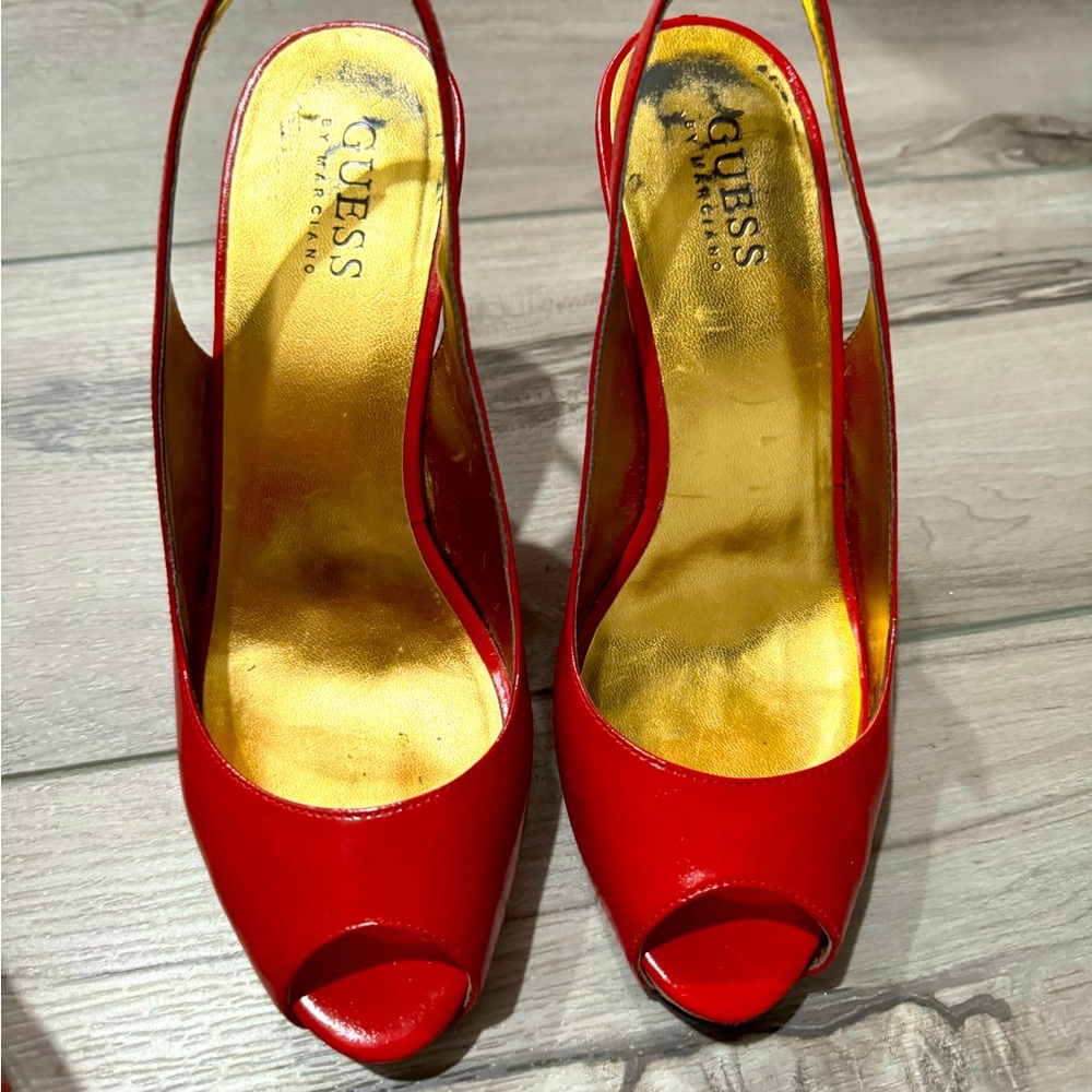 Guess red slingback stilettos size 7